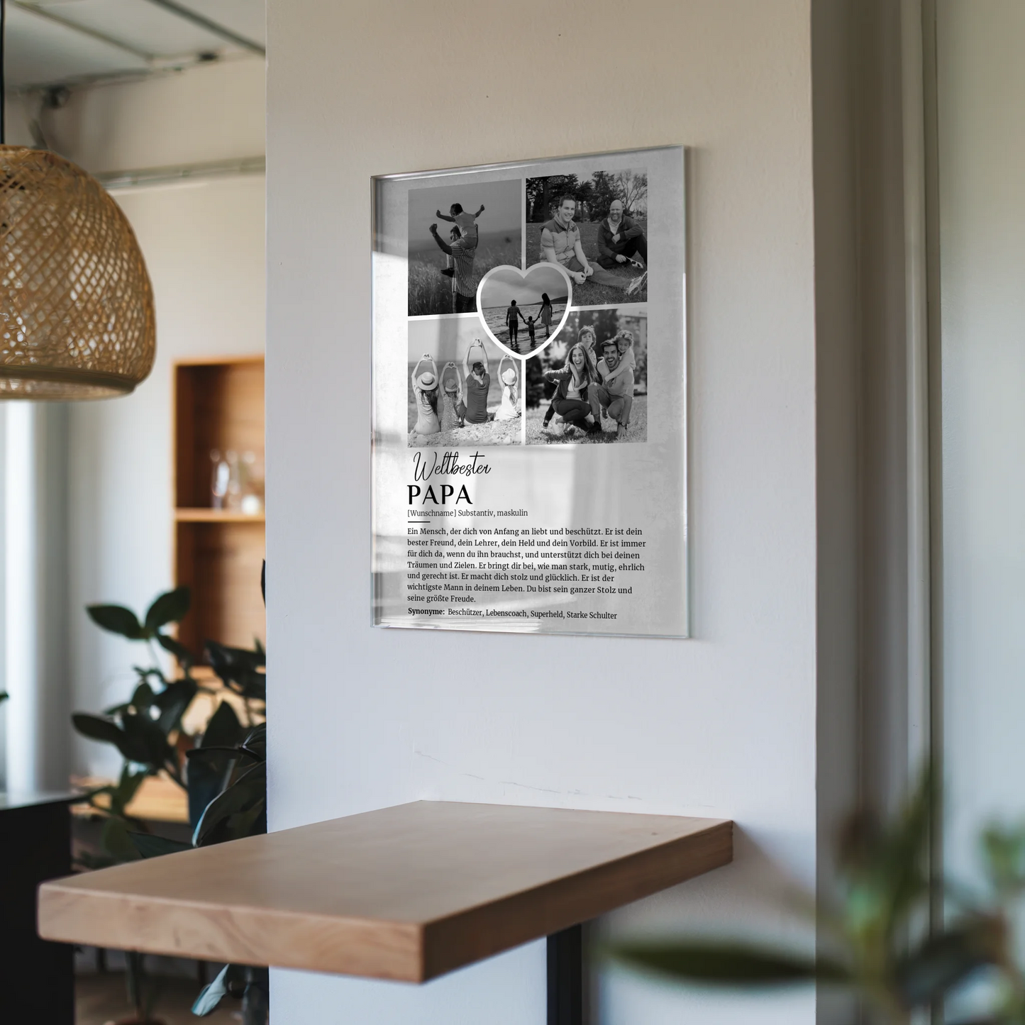 Personalisiertes Acrylglas Bild Definition Papa 5 Fotos Grau Vintage