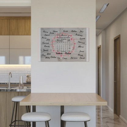 Willkommens Fotoboard Hochzeit mit Blumenkranz personalisiert