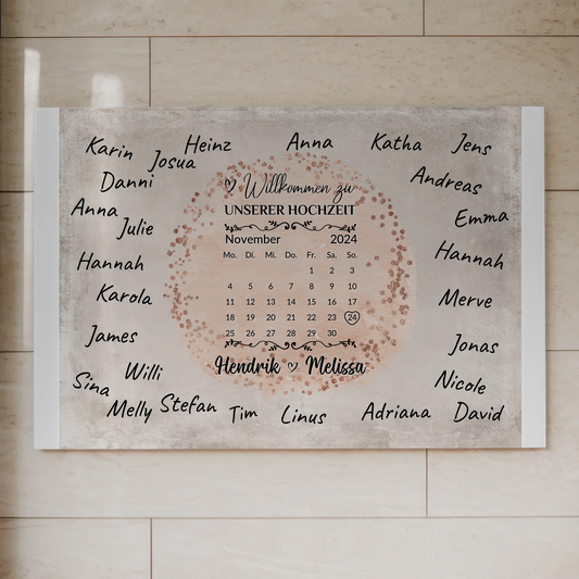 Hochzeit Willkommensschild für Unterschriften Farbklecks Rose