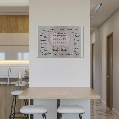 Willkommensschild Hochzeit mit Farbklecks Herz personalisiert