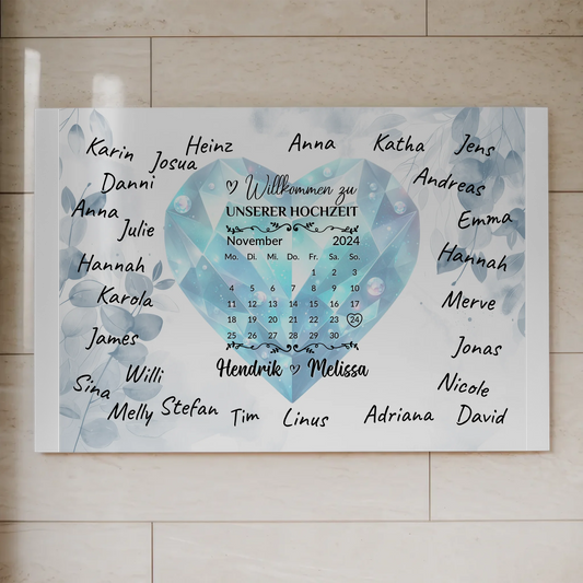 Fotoboard Hochzeit Herzlich Willkommen Blue Diamond