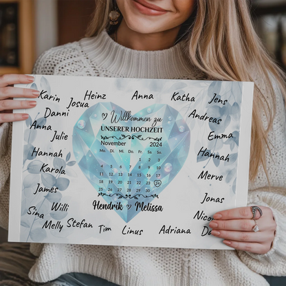 Fotoboard Hochzeit Herzlich Willkommen Blue Diamond