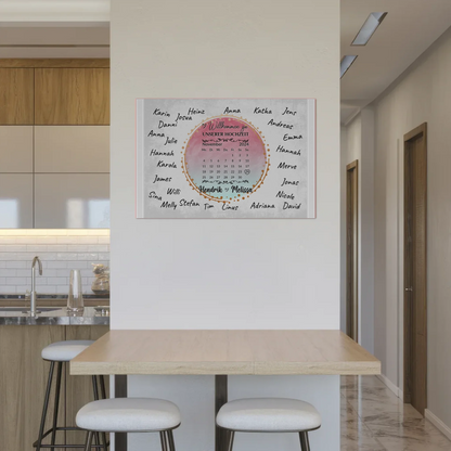 Willkommens Fotoboard Hochzeit mit Unterschriften Blau