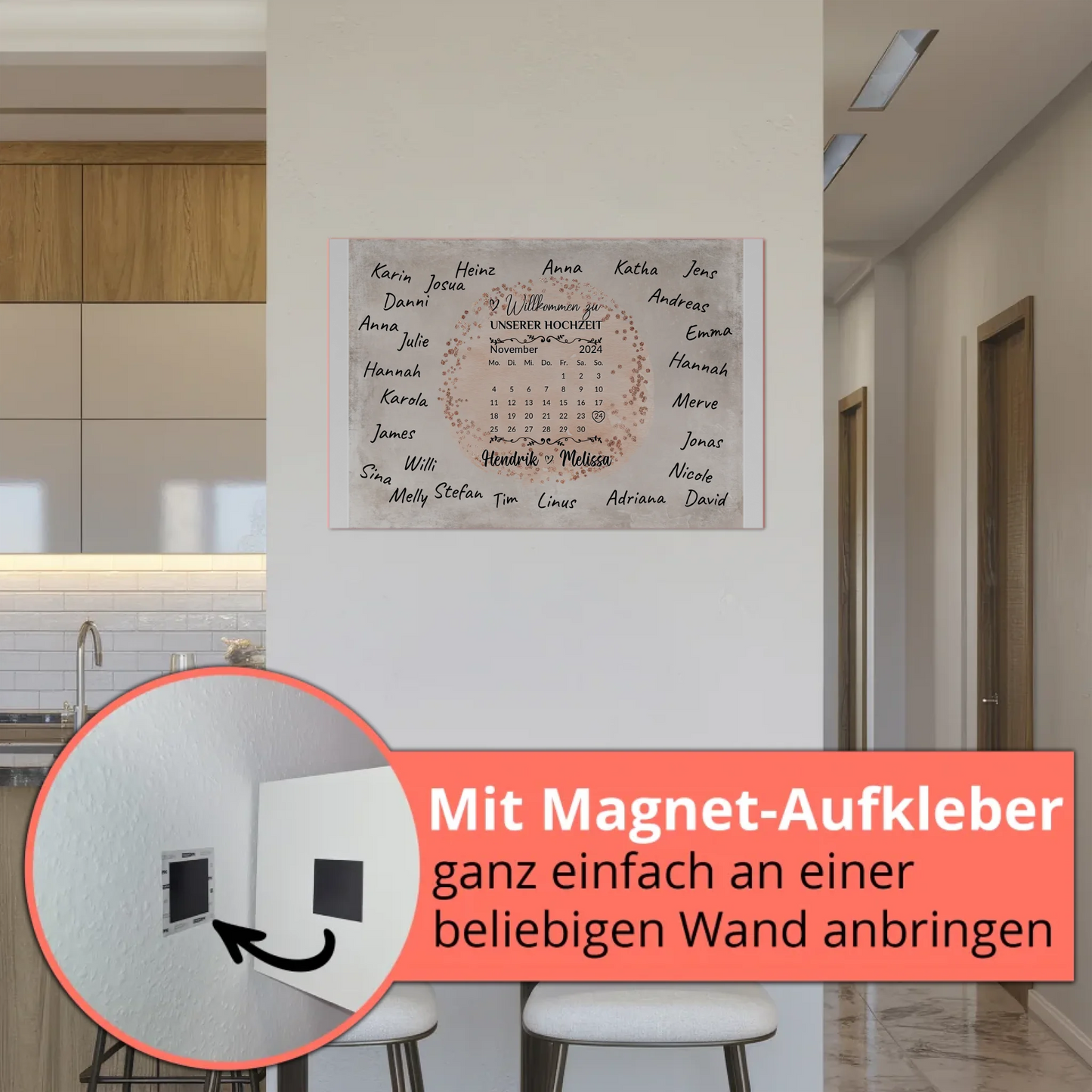 Hochzeit Willkommensschild für Unterschriften Farbklecks Rose