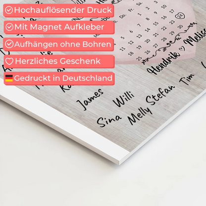 Willkommensschild Hochzeit mit Farbklecks Herz personalisiert