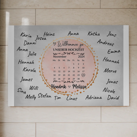 Hochzeit Willkommensschild für eigene Unterschriften