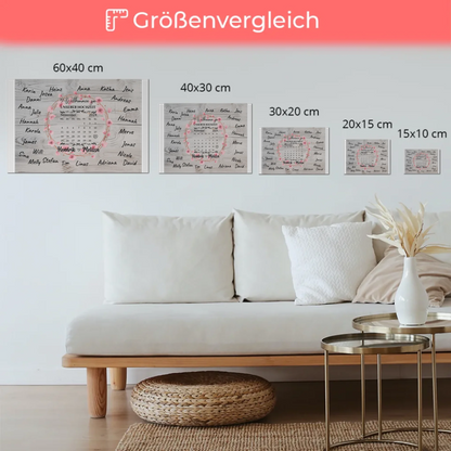 Willkommens Fotoboard Hochzeit mit Blumenkranz personalisiert