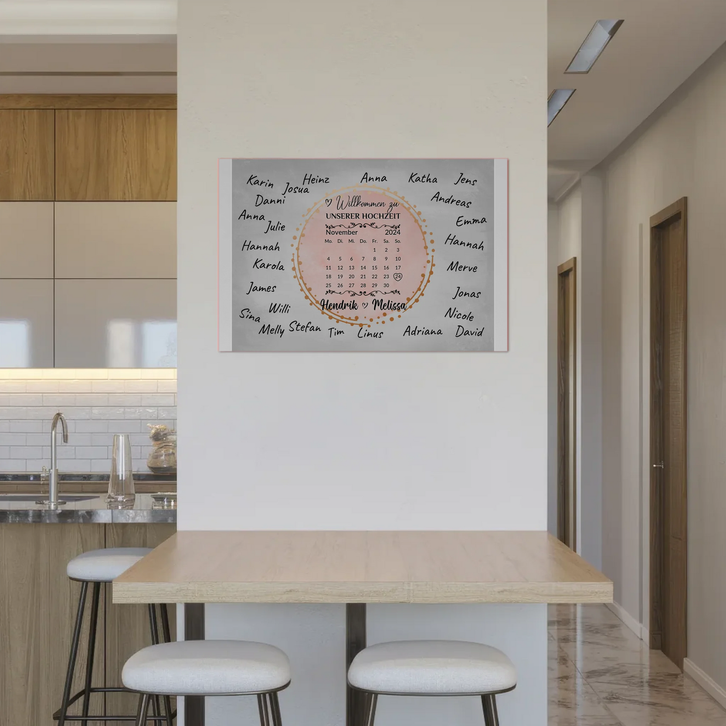 Hochzeit Willkommensschild für eigene Unterschriften