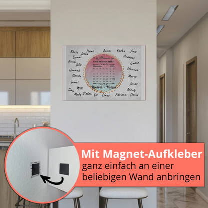 Willkommens Fotoboard Hochzeit mit Unterschriften Blau