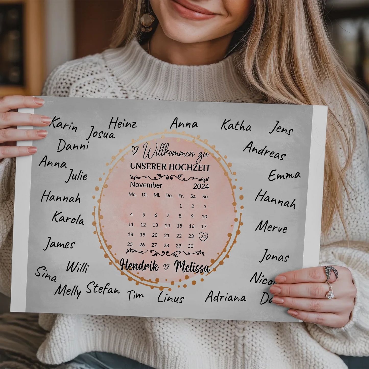 Hochzeit Willkommensschild für eigene Unterschriften