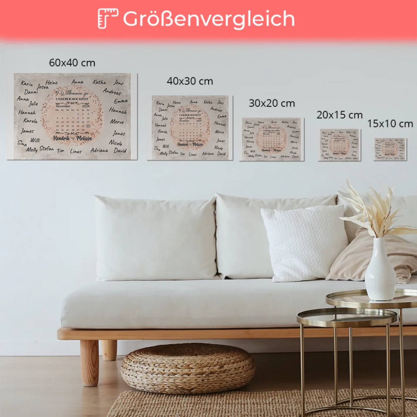 Hochzeit Willkommensschild für Unterschriften Farbklecks Rose