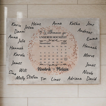 Hochzeit Willkommensschild für Unterschriften Farbklecks Rose