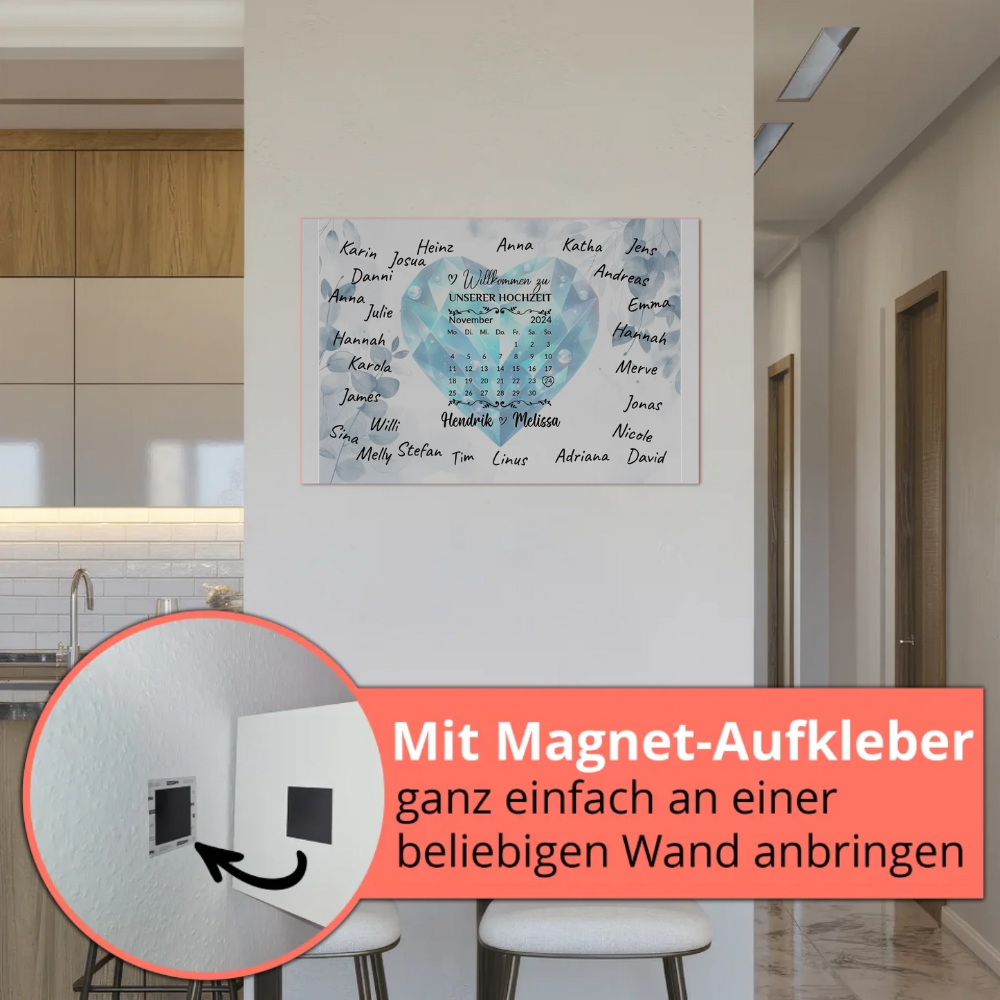 Fotoboard Hochzeit Herzlich Willkommen Blue Diamond