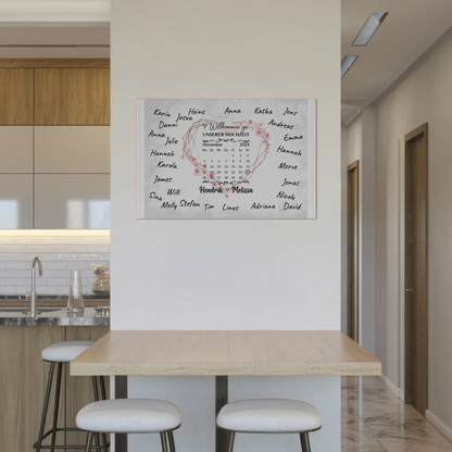 Willkommens Fotoboard Hochzeit Herz Kranz Unterschriften