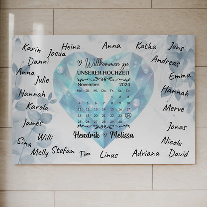 Fotoboard Hochzeit Herzlich Willkommen Blue Diamond