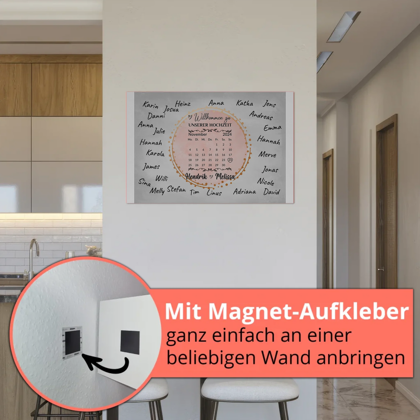 Hochzeit Willkommensschild für eigene Unterschriften