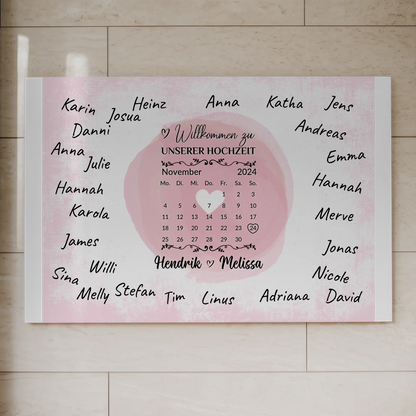 Hochzeit Willkommensschild für Unterschriften Herz Farbklecks