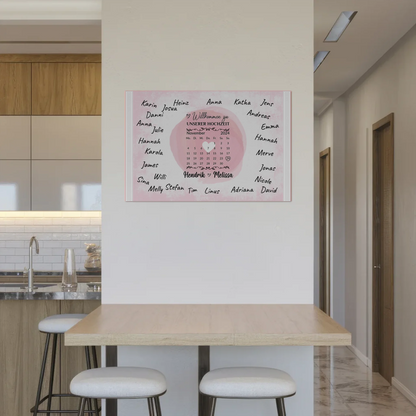 Hochzeit Willkommensschild für Unterschriften Herz Farbklecks