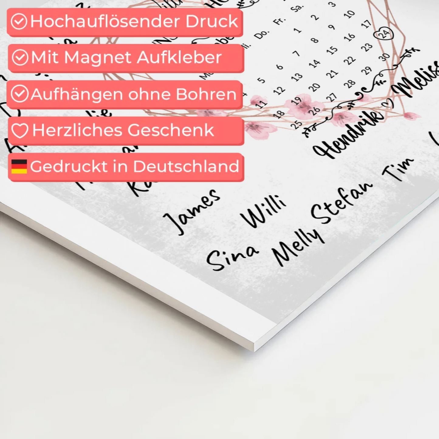 Willkommens Fotoboard Hochzeit Herz Kranz Unterschriften