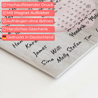 Willkommensschild Hochzeit mit Farbklecks Herz personalisiert