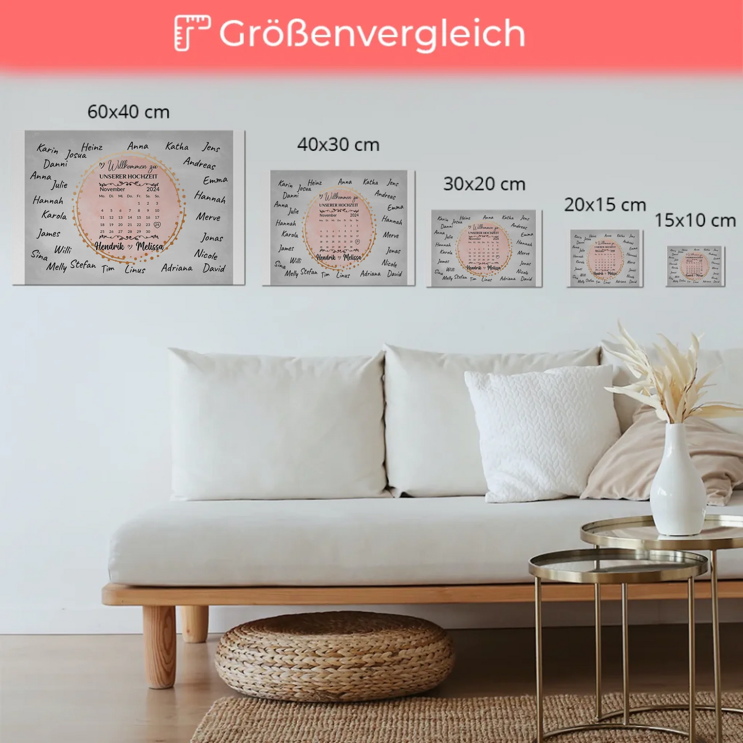 Hochzeit Willkommensschild für eigene Unterschriften