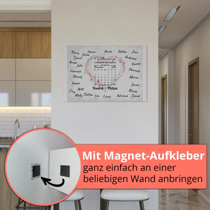 Willkommens Fotoboard Hochzeit Herz Kranz Unterschriften