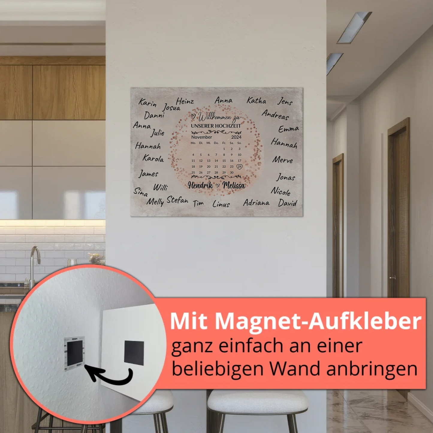 Hochzeit Willkommensschild für Unterschriften Farbklecks Rose