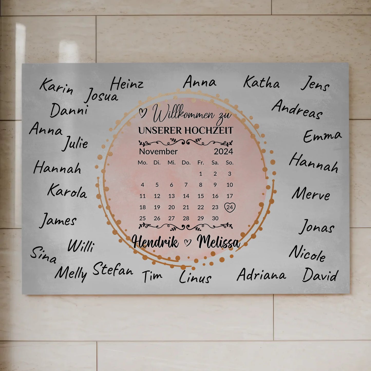 Hochzeit Willkommensschild für eigene Unterschriften