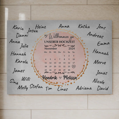 Hochzeit Willkommensschild für eigene Unterschriften