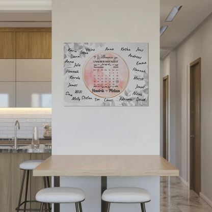 Willkommensschild Hochzeit Aquarell Kranz personalisiert