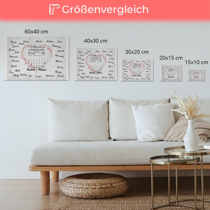 Willkommens Fotoboard Hochzeit Herz Kranz Unterschriften