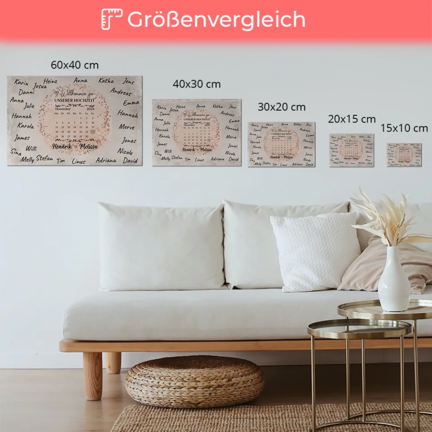 Hochzeit Willkommensschild für Unterschriften Farbklecks Rose