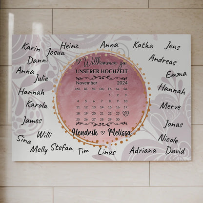 Fotoboard Hochzeit Herzlich Willkommen Rosa Aquarell