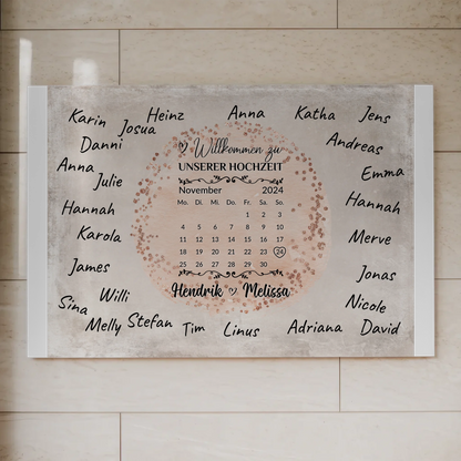 Hochzeit Willkommensschild für Unterschriften Farbklecks Rose