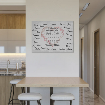 Willkommens Fotoboard Hochzeit Herz Kranz Unterschriften