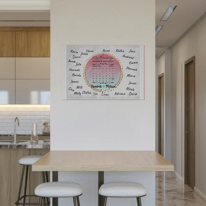 Willkommens Fotoboard Hochzeit mit Unterschriften Blau