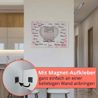 Willkommensschild Hochzeit mit Farbklecks Herz personalisiert Magnet Poster