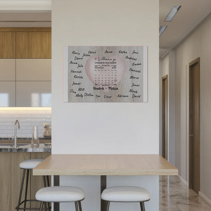 Willkommensschild Hochzeit mit Farbklecks Herz personalisiert