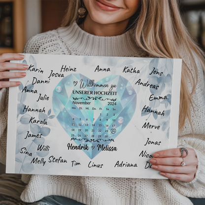 Fotoboard Hochzeit Herzlich Willkommen Blue Diamond