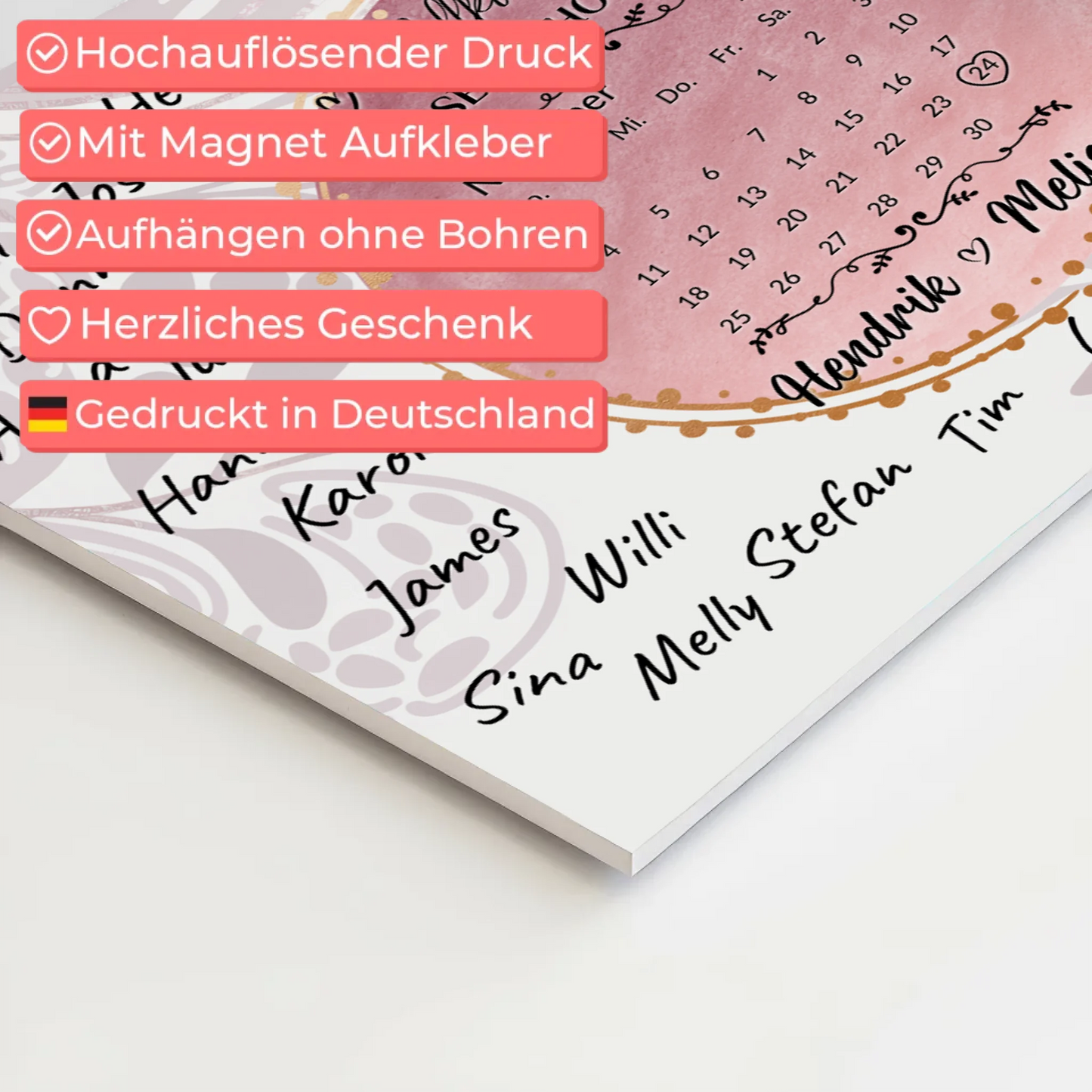 Fotoboard Hochzeit Herzlich Willkommen Rosa Aquarell