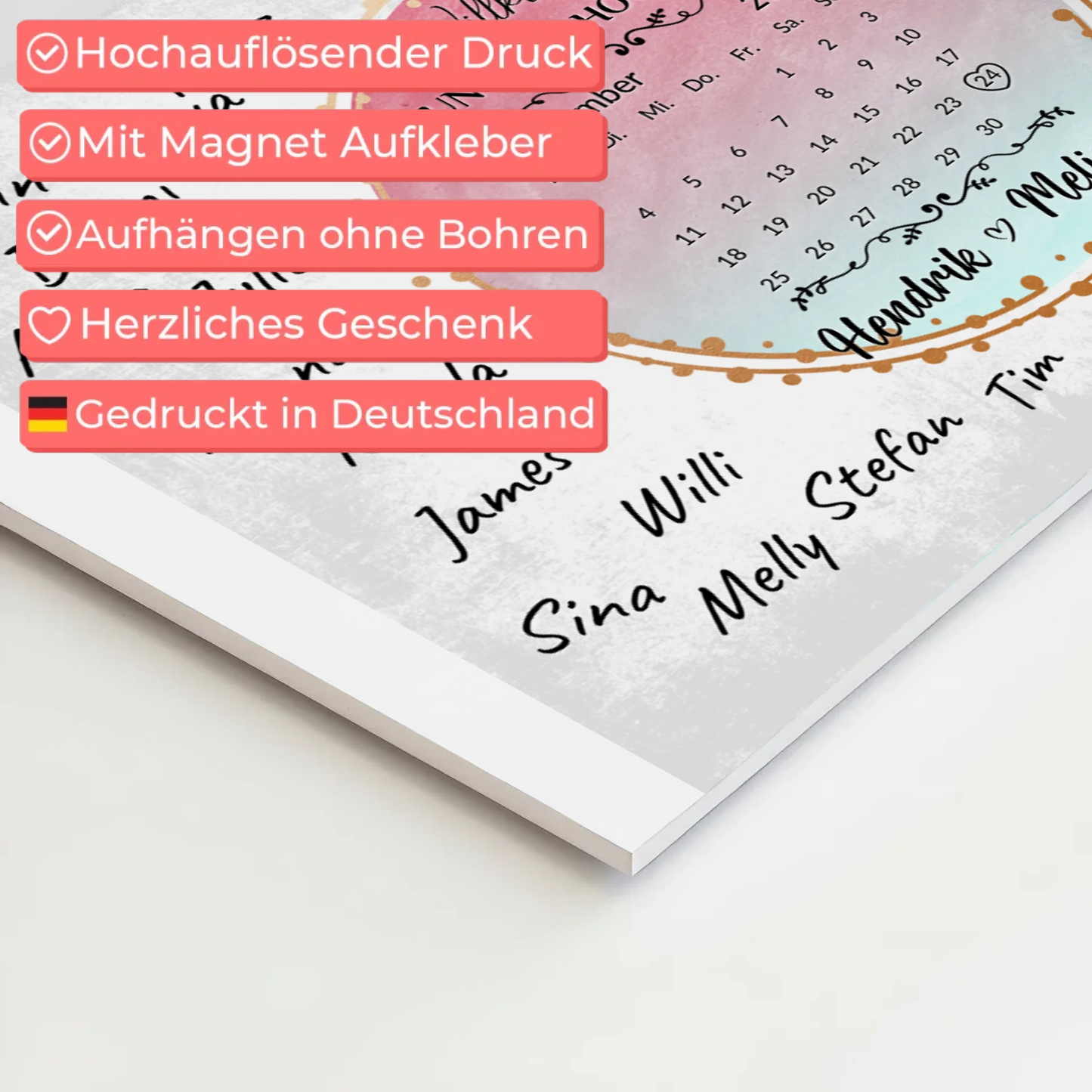 Willkommens Fotoboard Hochzeit mit Unterschriften Blau