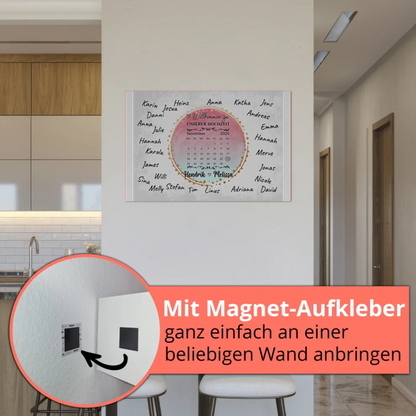 Willkommens Fotoboard Hochzeit mit Unterschriften Blau