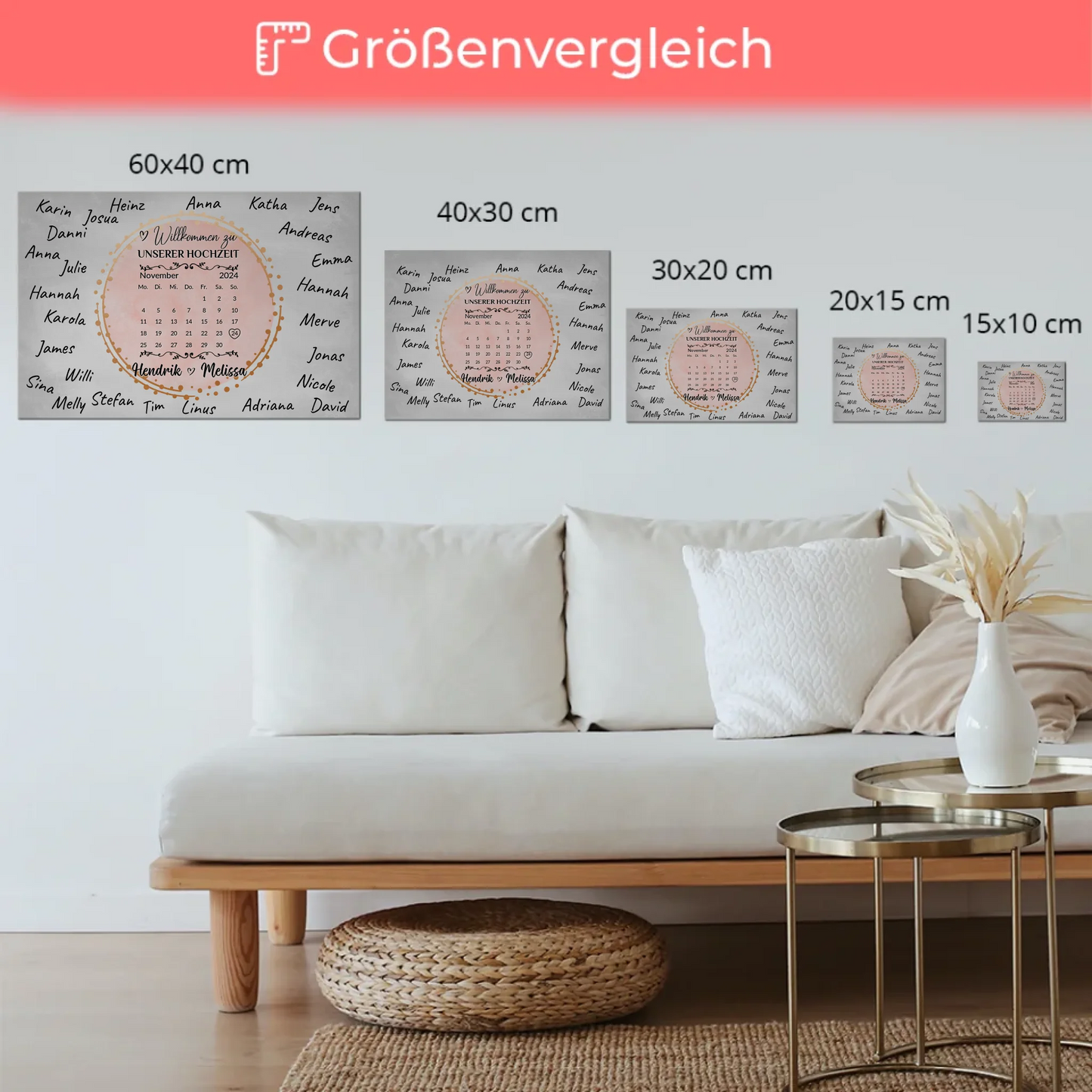 Hochzeit Willkommensschild für eigene Unterschriften