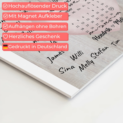 Willkommensschild Hochzeit mit Farbklecks Herz personalisiert