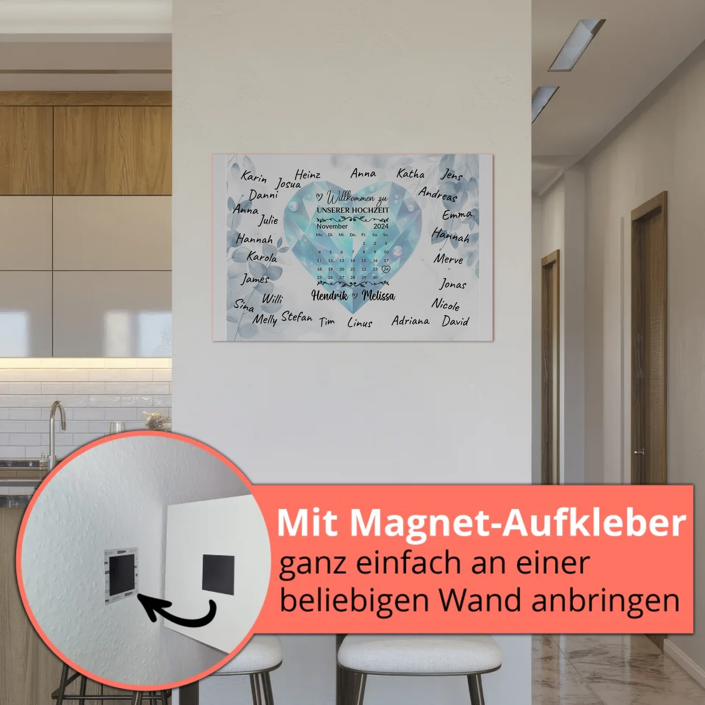 Fotoboard Hochzeit Herzlich Willkommen Blue Diamond