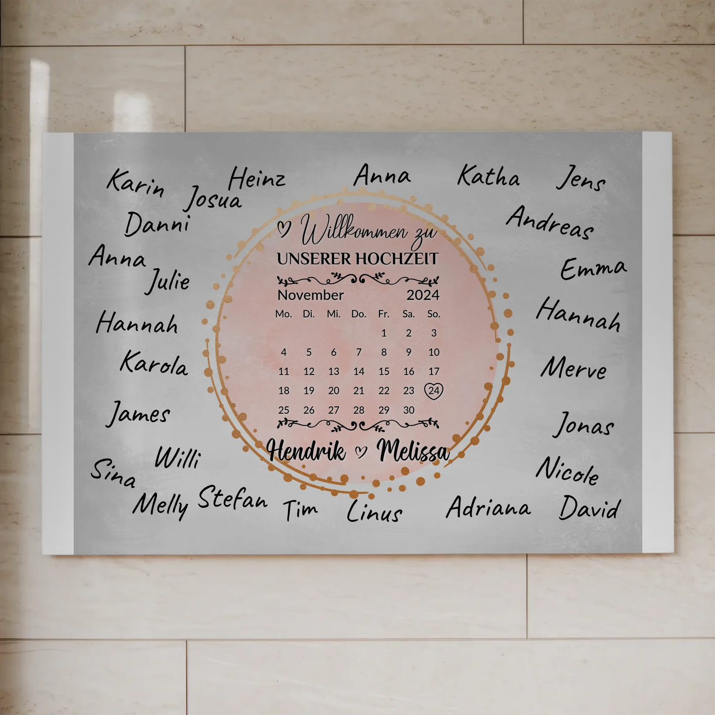 Hochzeit Willkommensschild für eigene Unterschriften