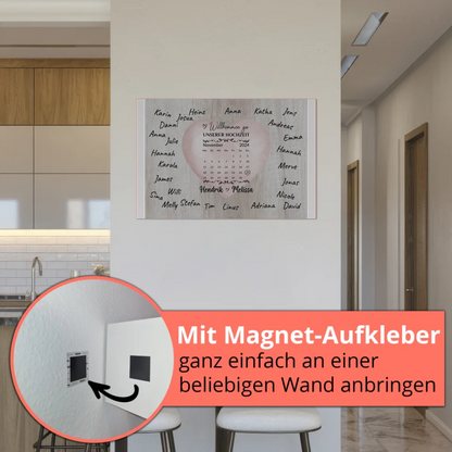 Willkommensschild Hochzeit mit Farbklecks Herz personalisiert