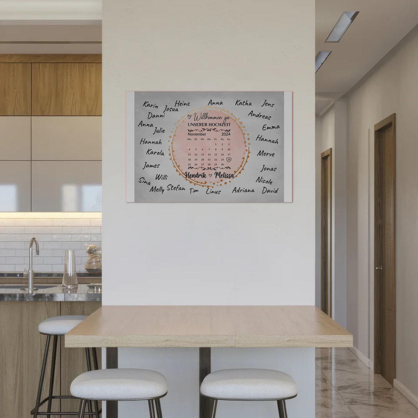 Hochzeit Willkommensschild für eigene Unterschriften