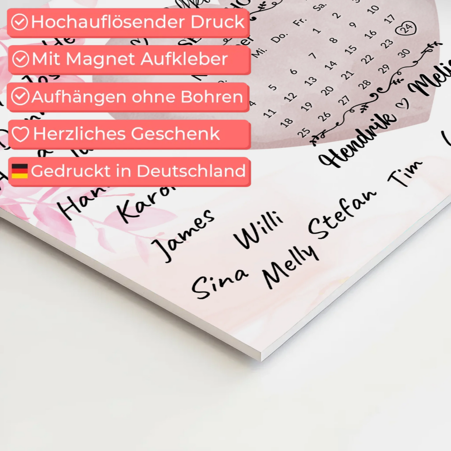 Willkommensschild Hochzeit mit Farbklecks Herz personalisiert Magnet Poster