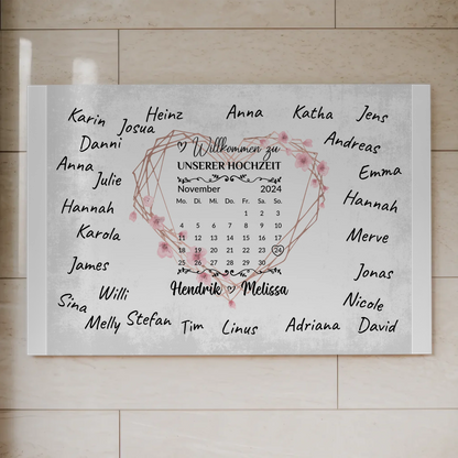 Willkommens Fotoboard Hochzeit Herz Kranz Unterschriften